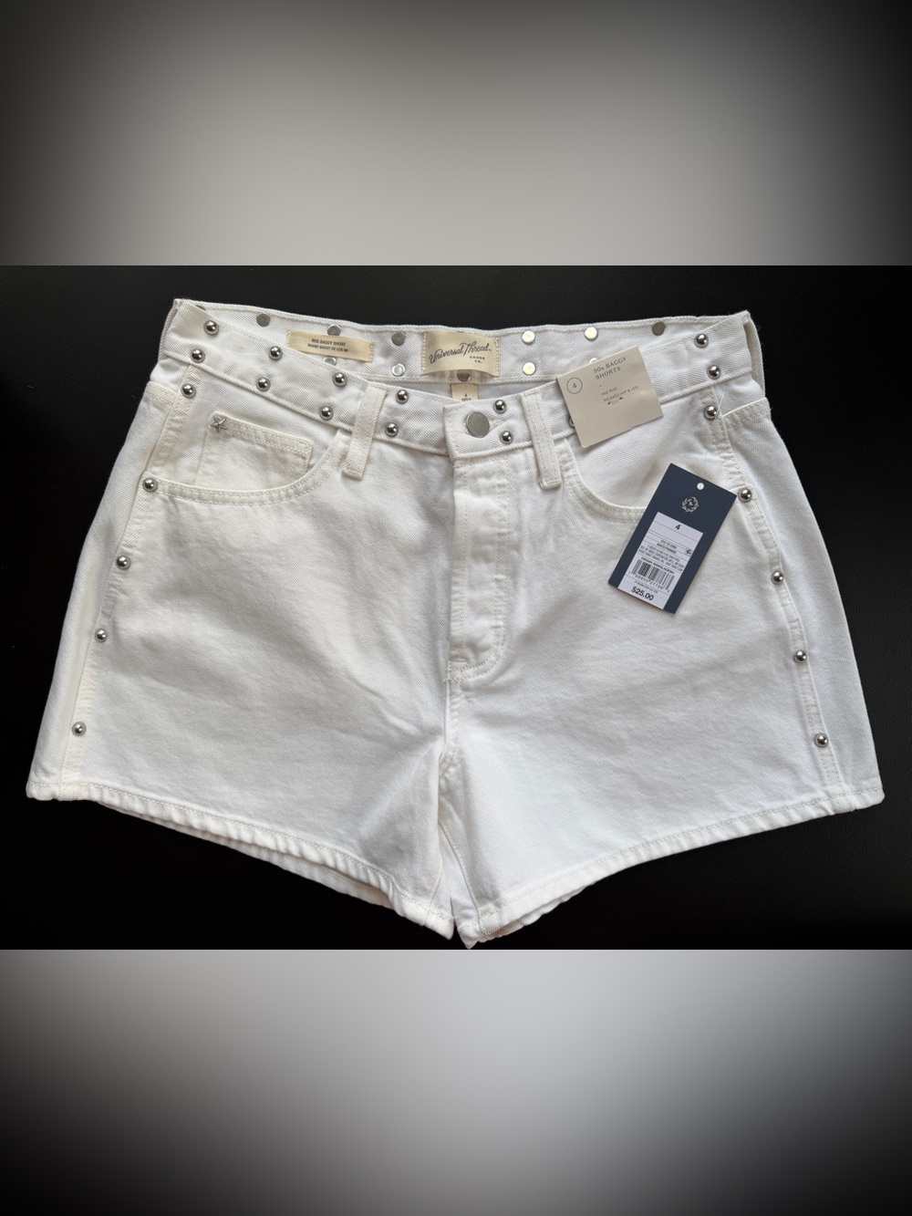 Universal Thread White Studded Denim Shorts